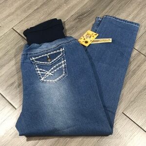 Hybrid & Company Flap Pocket Medium Wash Pull-On Maternity Jeans size 2X NWT